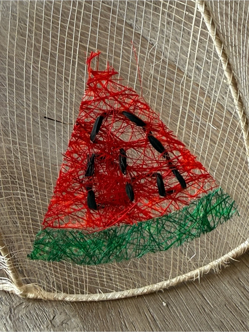 Vintage Sinamay Watermelon Raffia Mesh Food Cover Dome